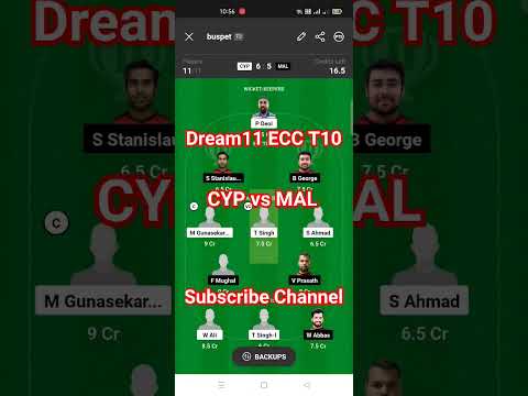 CYP vs MAL Dream11 ECC T10,CYP vs MAL Dream11,CYP vs MAL Cricket #dream11 #ecct10 #ytshorts
