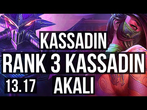 KASSADIN vs AKALI (MID) | Rank 3 Kassadin, Quadra, 6 solo kills, Legendary | TR Challenger | 13.17