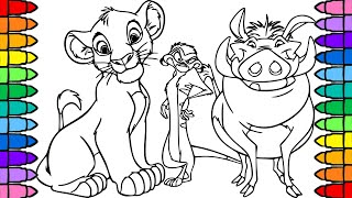 The Lion King Coloring Pages | Coloring Simba Meets Timon and Pumba