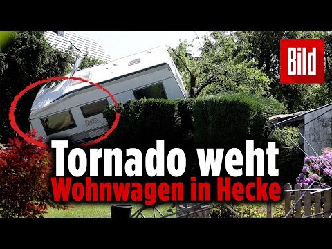 Tornado in NRW: Wohnwagen wurde in Gartenhecke geweht – Aufräumen in Viersen