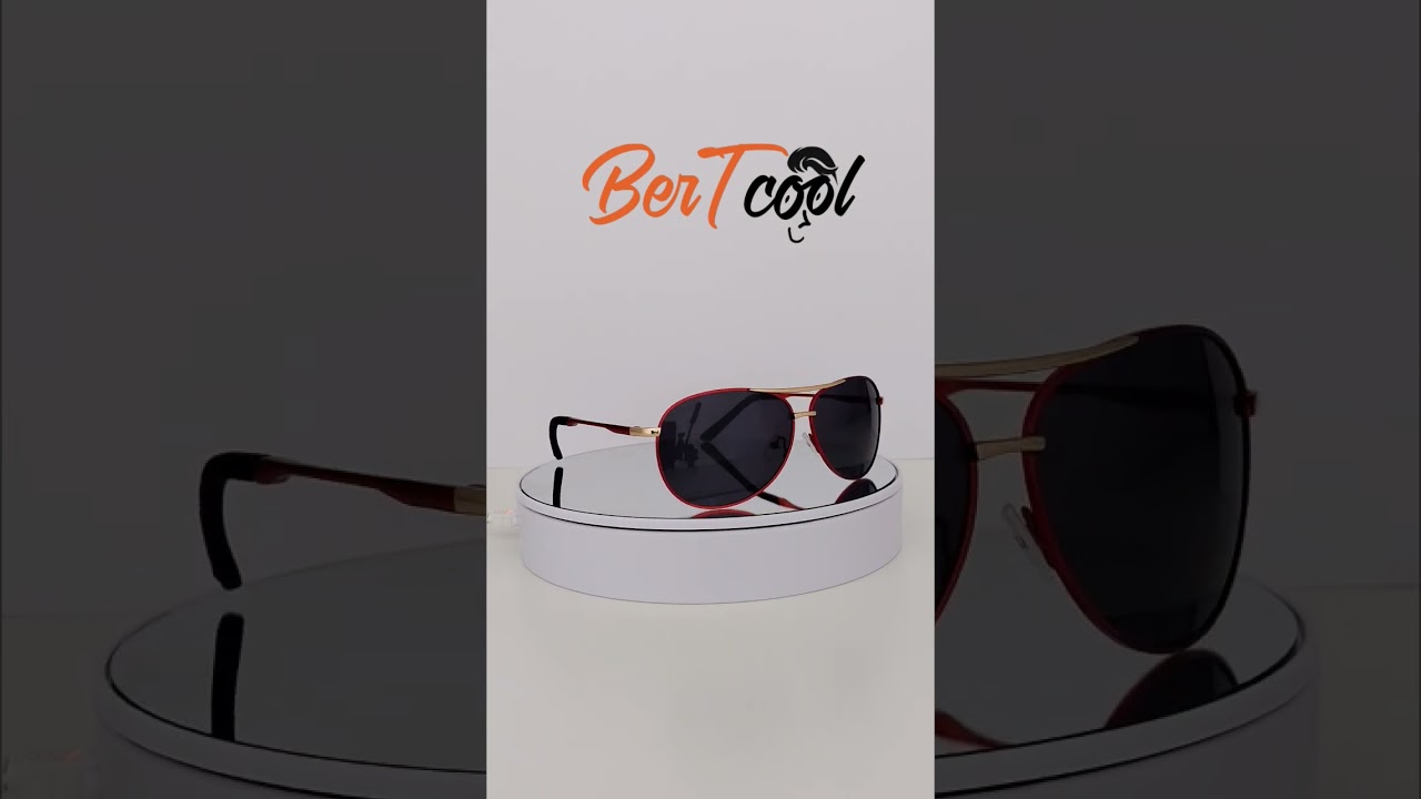 Gafas de Sol 😎 Montura Color Rojo con Dorado y Negro, Lunas Negras Polarizado y UV400 #sunglasses