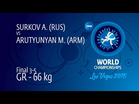 BRONZE GR - 66 kg: A. SURKOV (RUS) df. M. ARUTYUNYAN (ARM), 6-2