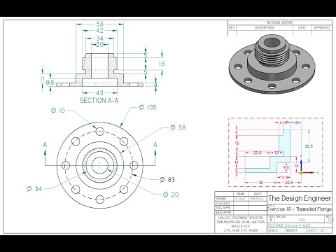 Solid Edge 2023 Tutorial - Exercise #18 - Threaded  Flange