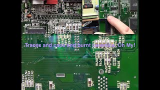 Amiga 1200 of missing pads, traces and exploded ceramics
