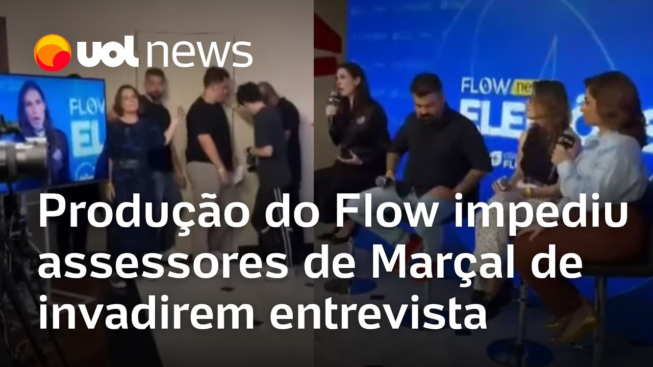 Vídeo mostra produção do Flow impedindo assessores de Marçal de invadirem entrevista após debate