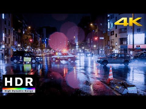 【4K HDR】Tokyo Backstreets during Midnight Rain Storm #ASMR