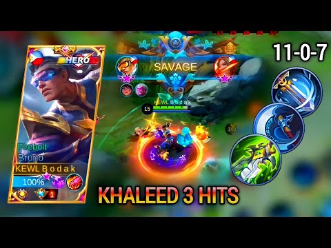 KHALEED 3 HITS | BRUNO BEST BUILD S22 - MASTER BODAK MLBB
