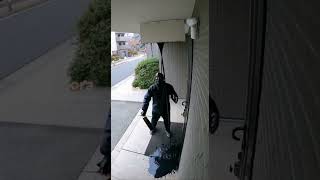 Porch pirate trap　 #ai　He set up a porch pirate trap with a fake package and a camera.