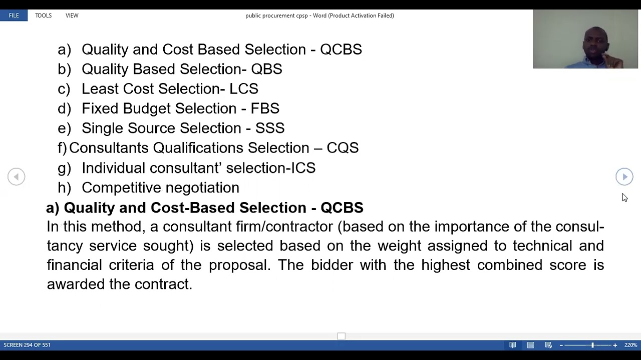 Procurement of consultancy services-cpsp