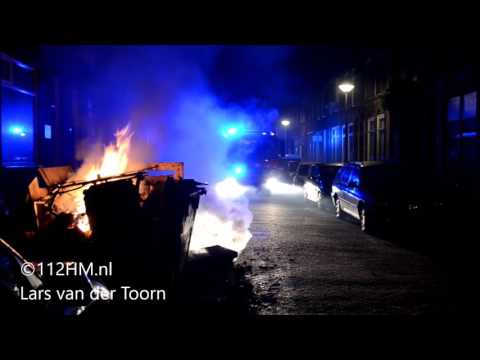 Flinke brand in bouwcontainer aan de Warmoezierkade in Gouda