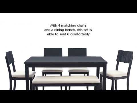 Linon Jocey Dining Table and 4 Chairs and Bench Set | Ashley