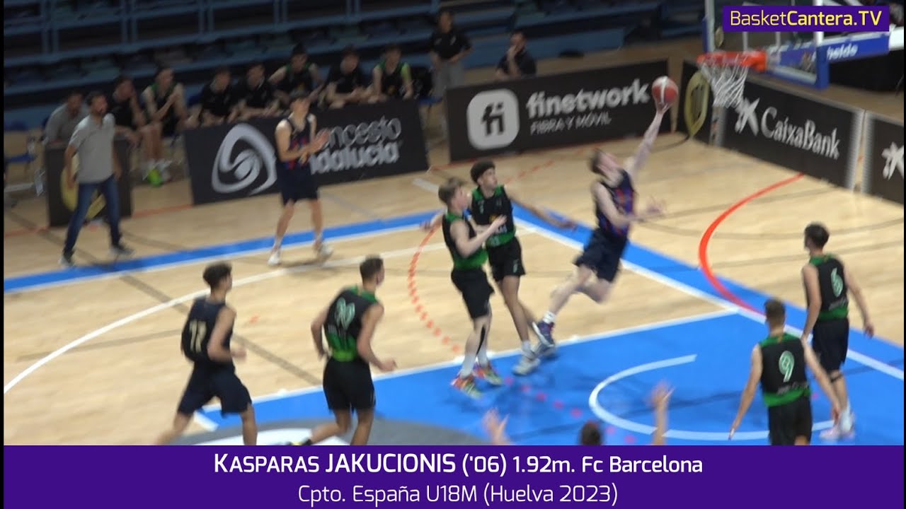 KASPARAS JAKUCIONIS ('06) 1.92m. FC Barcelona. Cpto. España U18M 2023 #BasketCantera.TV