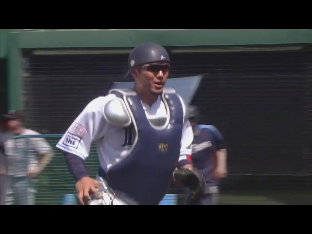 【ファーム】強肩発動!! ライオンズ・柘植世那 素早い送球で盗塁を阻止!! 2024年4月14日 埼玉西武ライオンズ 対 読売ジャイアンツ