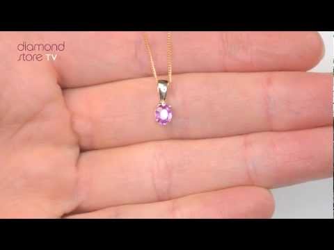 FER23 RU - Pink Sapphire 5 x 4 mm 18K Yellow Gold Pendant