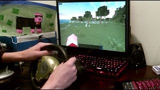 beating minecraft hardcore mode with a steering wh