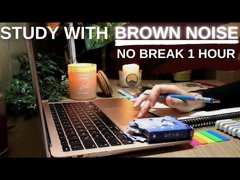 🤎1 HOUR BROWN NOISE NO BREAK STUDY WITH ME FOR MOTIVATION & FOCUS / COUNTDOWN STUDY TIMER & ALARM