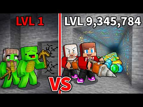 JJ and Mikey: POWER PICKAXE FAMILY BATTLE in Minecraft - Maizen