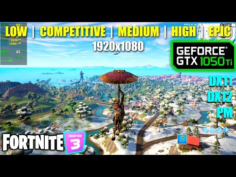 Part of a video titled GTX 1050 Ti | Fortnite Chapter 3 - 1080p - All Settings - YouTube