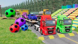 Download lagu Double Flatbed Trailer Truck vs Speedbumps Train vs Cars | Tractor vs Train Beamng.Drive #007 mp3 Download lagu Double Flatbed Trailer Truck vs Speedbumps Train vs Cars | Tractor vs Train Beamng.Drive #007 mp3