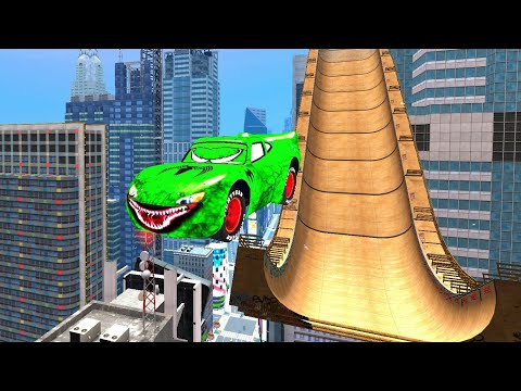 GTA 4 Green Venom Lightning McQueen Tall Ramp Jump Testing Ep. 1 GTA IV Cars Mod