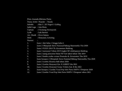 Asta Brata - I Putu Ananda Khrisna Putra - Bali Kumara Gen 8 (Karaoke)