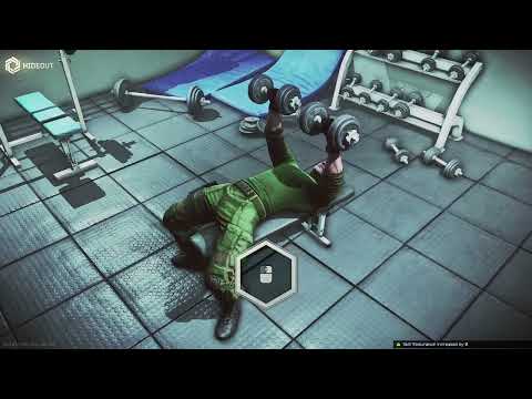 NEW FIRST TIME. we did it!!! escape from tarkov Gym hideout first workout!!!