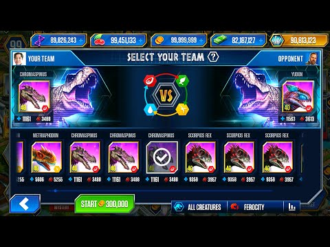 SOLO BATTLE YUDON VS CHROMASPINUS VS INDORAPTOR VS INDORAPTOR GEN 2 | JURASSIC WORLD THE GAME