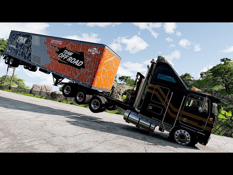 Trucks VS Descent Downhill Speed Bump Parkour - BeamNG Drive