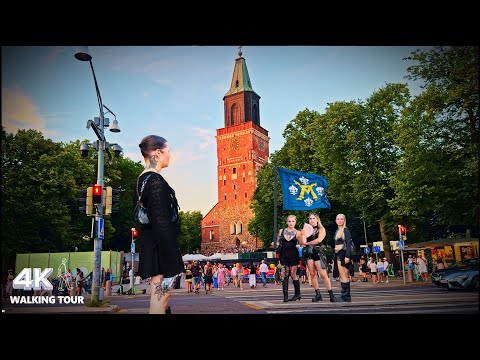 Friday Evening Walking Tour in Turku, Finland. July 2025. #4K