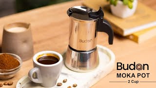 Budan Moka Pot Stainless Steel Coffee Maker - 2 Cup ( 100ml ) | Available on Somethingsbrewing.in