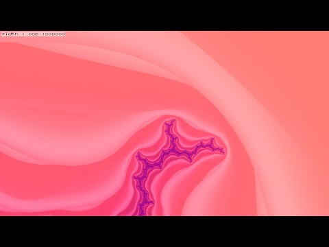 Deep needle zoom of the Mandelbrot set to a width of 1e-1000000