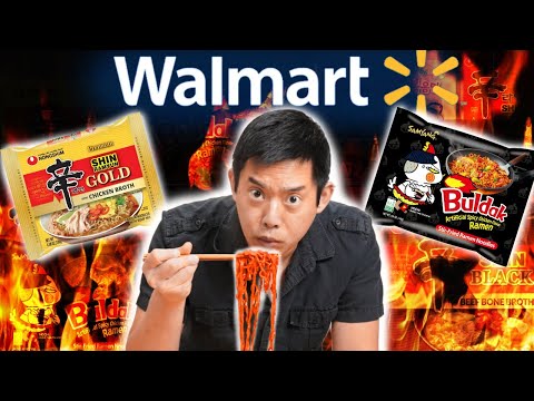 I ate 40 SPICY Ramens From Walmart! Huge Taste Test