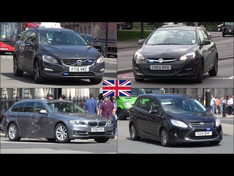 London's unmarked police cars responding with horn, siren and lights