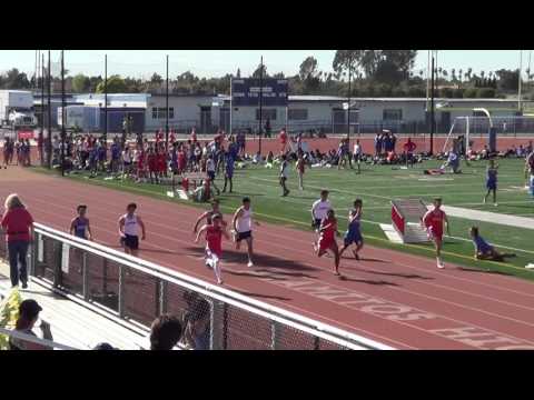 FSB 100m vs Fountain Valley & Newport Harbor 3-29-17 - Los Alamitos Boys