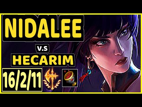 NATALIE (NIDALEE) vs HECARIM - 16/2/11 KDA JUNGLE CHALLENGER GAMEPLAY - KR