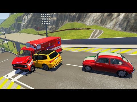 Side Impact Jump Crashes With Heavy Vehicle - BeamNG drive Side Impact Test Crashes
