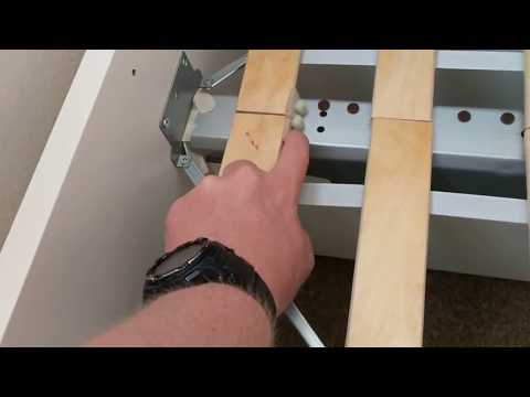 Part of a video titled DIY IKEA Brimnes Bed Silencing the squeeks - YouTube