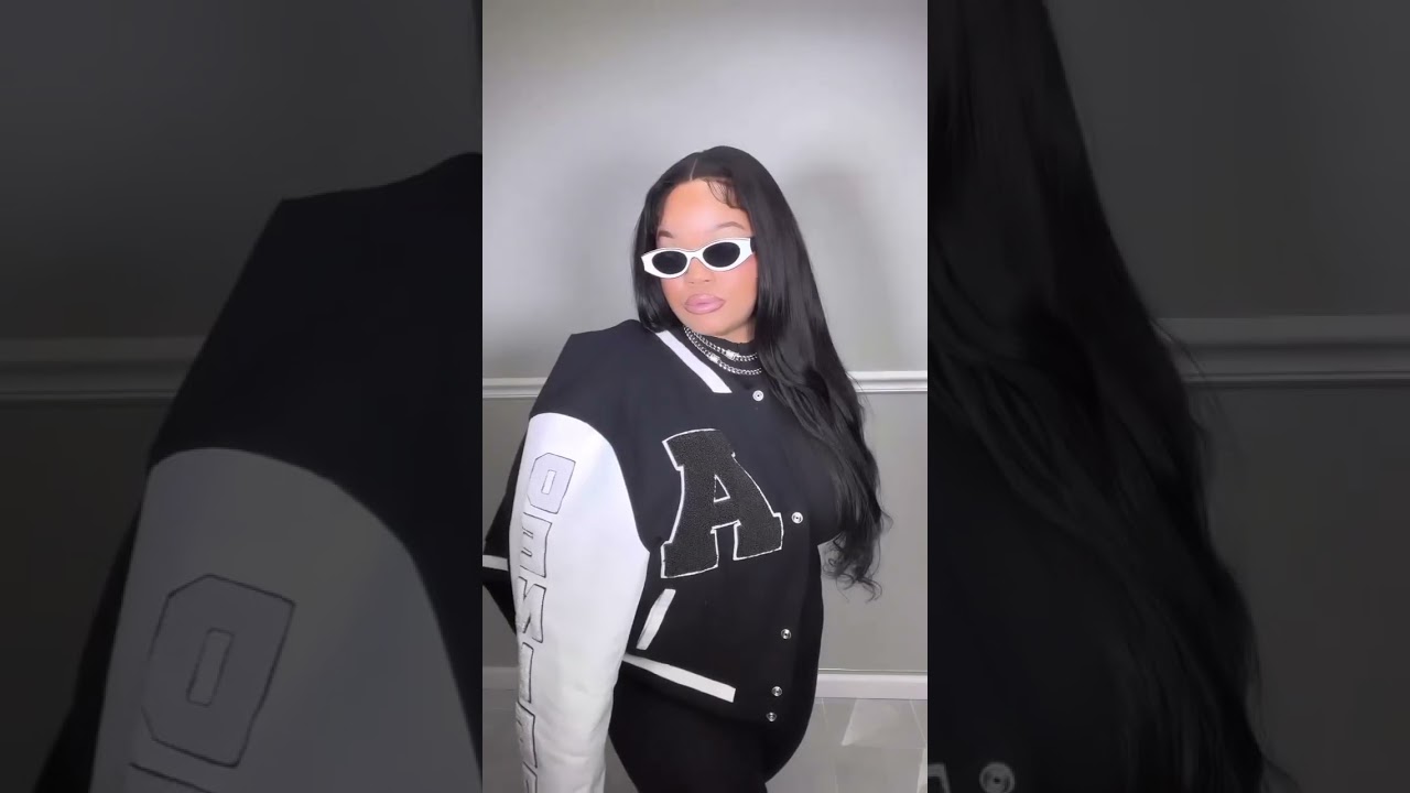 Black and White Oversized Varsity Jacket