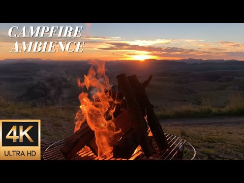 4K Campfire Ambience at Sunrise Overlooking the Maluti Mountains - Relaxing Fire & Nature Sounds