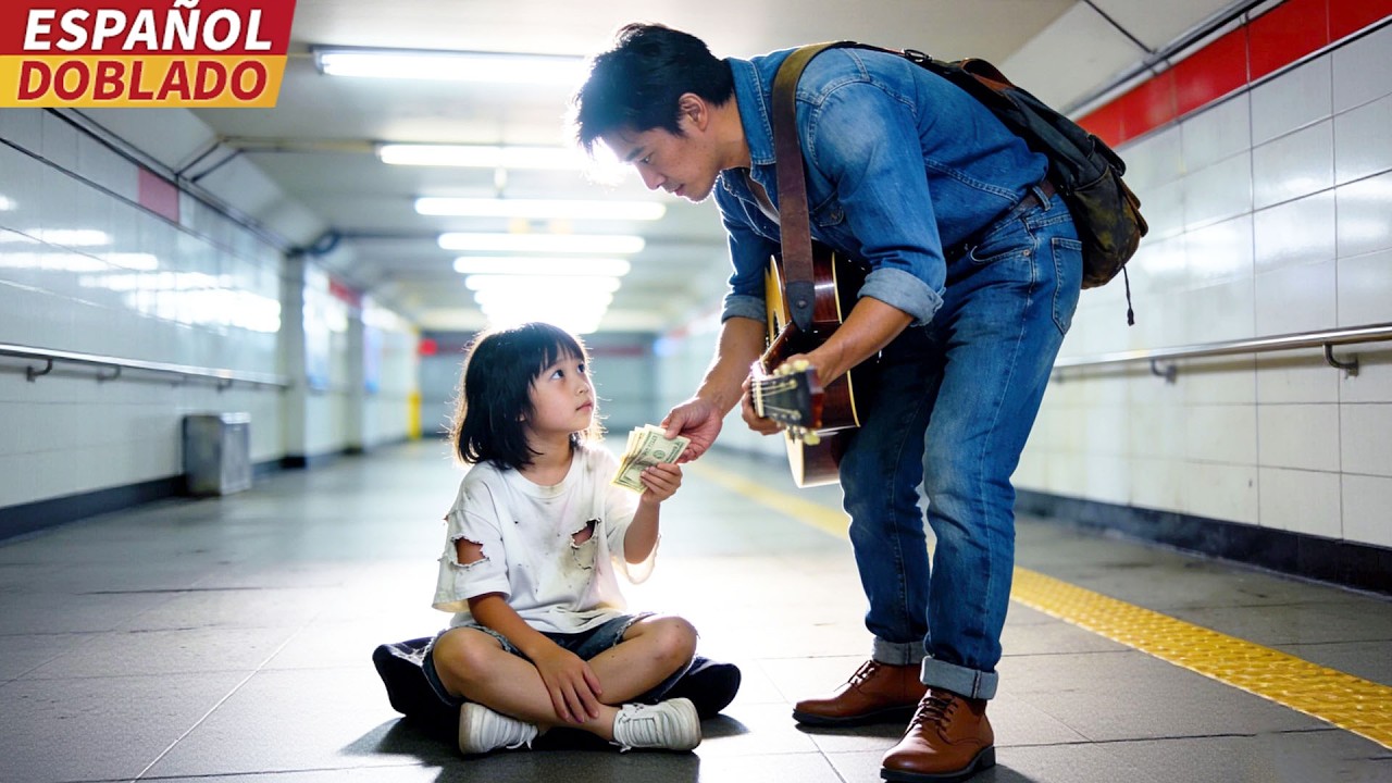 [Doblado Esp] El Cantante solo le dio un billete a la Niña Mendiga, y ella lo tomó por su Padre...