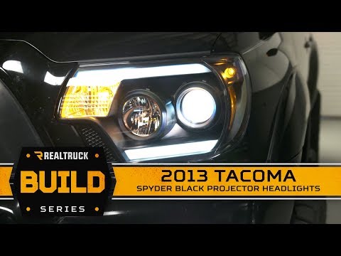 Spyder Black DRL Projector Headlights | 2013 Toyota Tacoma Build