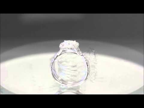 18k White Gold Cushion Cut Diamond Engagement Ring And Band Halo Prong 2.50ct - ASW - 794N