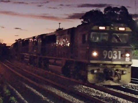 Train with Triple 90 class after sunset - Pacific National Coal Train