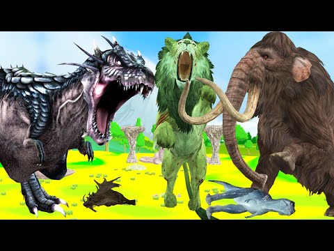 Zombie Lion vs Dinosaur Fight Lion Attack On Deer Saved by Elephant Mammoth Animal Fights Video