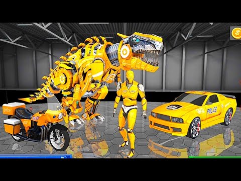 Army Bus Robot Car Game 3D: Yellow Police Dino Robot Car - Transform Game 2021 - Android Gameplay #1