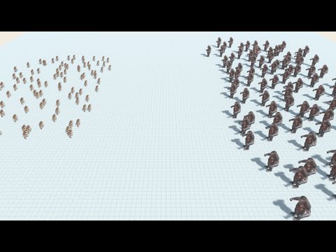 100 Werewolf Army vs 100 Mutant Primates Ape Army ARBS Animal Revolt Battle Simulator