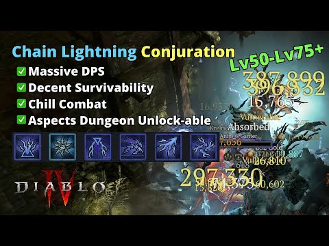 Sorcerer New Chain Lightning Conjuration Chill & Fast Leveling Build - Diablo 4