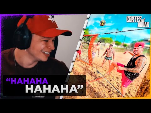 ARUAN REAGE A JOGAMOS FUTEVÔLEI NA AREIA !! 😂😱 (LEO DA HORNET) - Cortes do Aruan