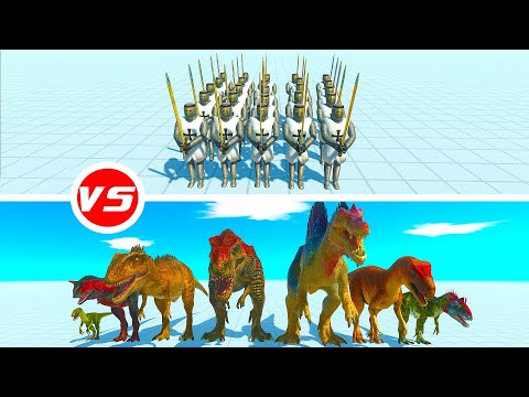 25x KNIGHTS vs CARNIVORE DINOSAURS - Animal Revolt Battle Simulator ARBS #76