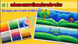 Bé học vẽ| Cách chuyển màu sáp dầu | vẽ tranh phong cảnh đơn giản | Oil pastels | Huỳnh Ngọc Art